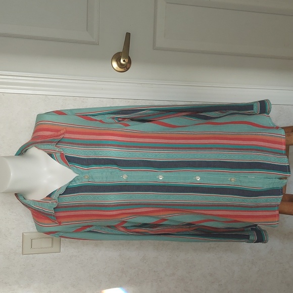 LRL Lauren Jeans Co Ralph Lauren Multi-colored Stripes Down Long-sleeves Size XL - Picture 1 of 13